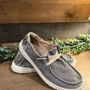 Hey Dude Gray Denim Slip-On Loafers